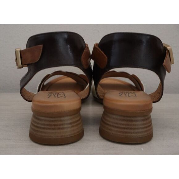 Miz Mooz WMN Sz 37 US 6.5-7 Linen Multi Feena Leather Strappy Heeled Sandals - Picture 3 of 12